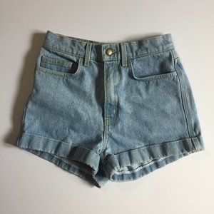 High-Waisted Light Wash Denim Shorts